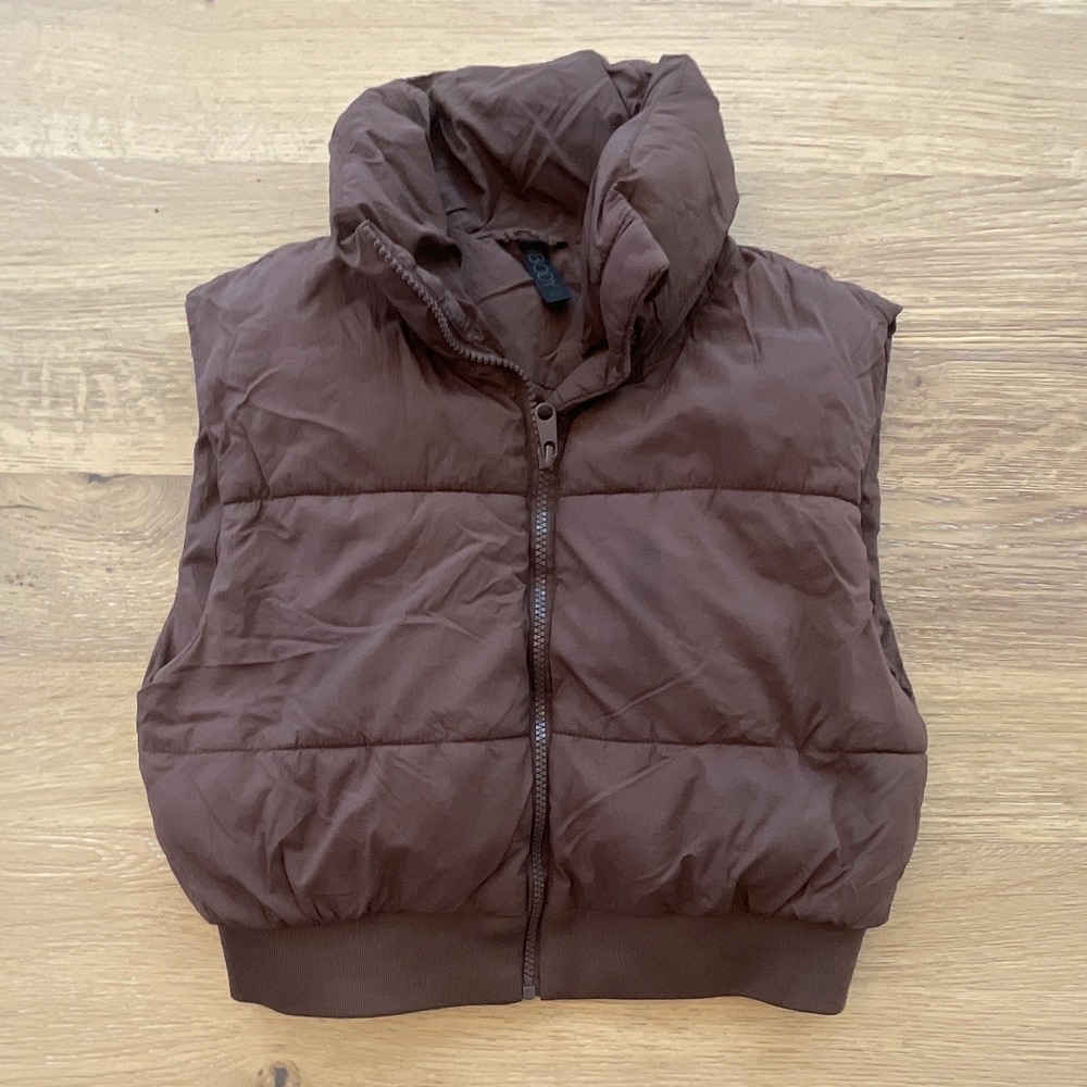 Women's‎ Brown Cropped Puffer Vest Zara Style